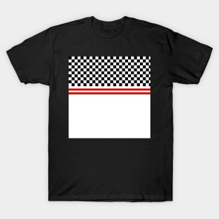 Black and White Racer Stripe Checkerboard T-Shirt